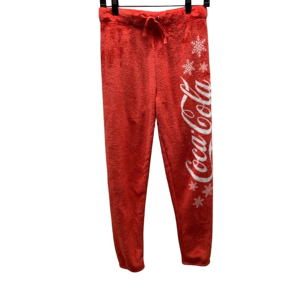 Coca-Cola Size Small Women’s Red Lounge Pants with Snowflakes. Preloved